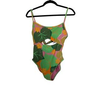 NWT Kate Spade Cutout One Piece Swimsuit in Cucumber Floral, M